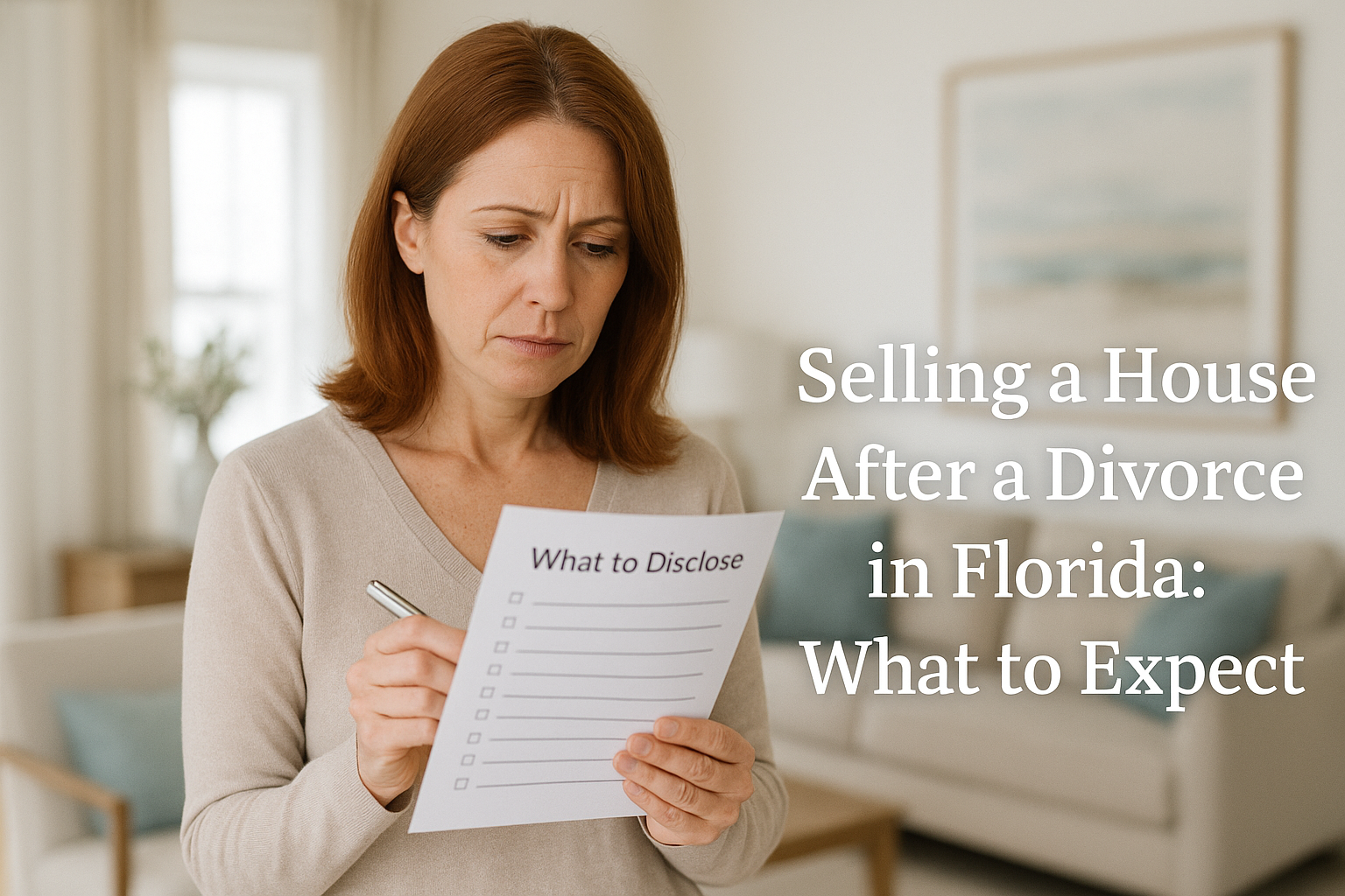 Selling a house after divorce in florida?