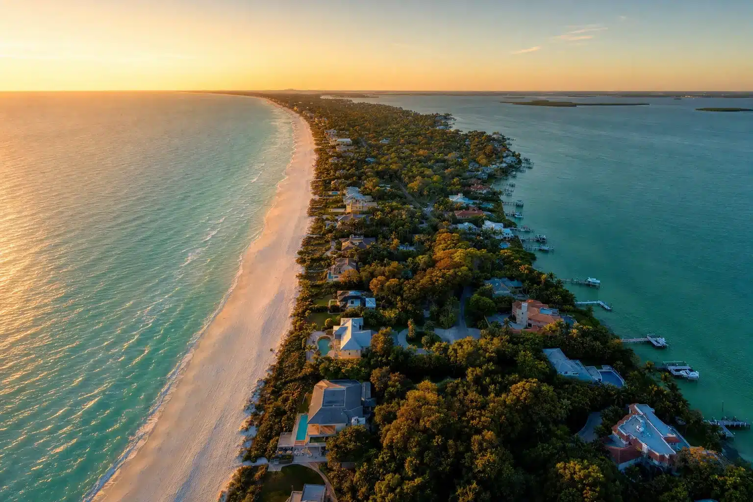 Team Renick — Sarasota &Amp; Manatee Real Estate | Live Mls Intelligence Aerial view of longboat key at sunset