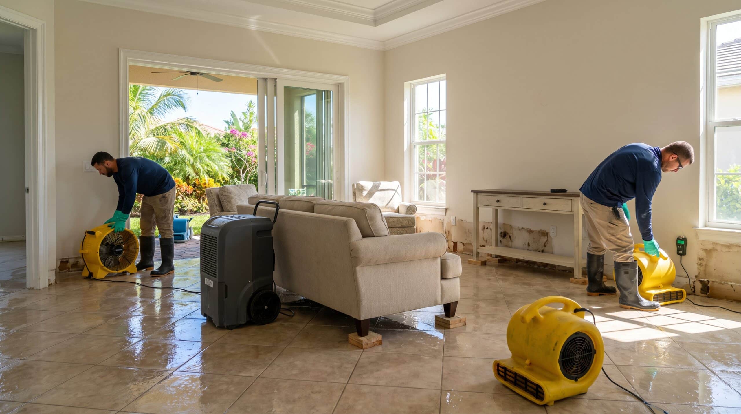 Cost to repair 1-inch flooding in a 2500 sq ft florida home?