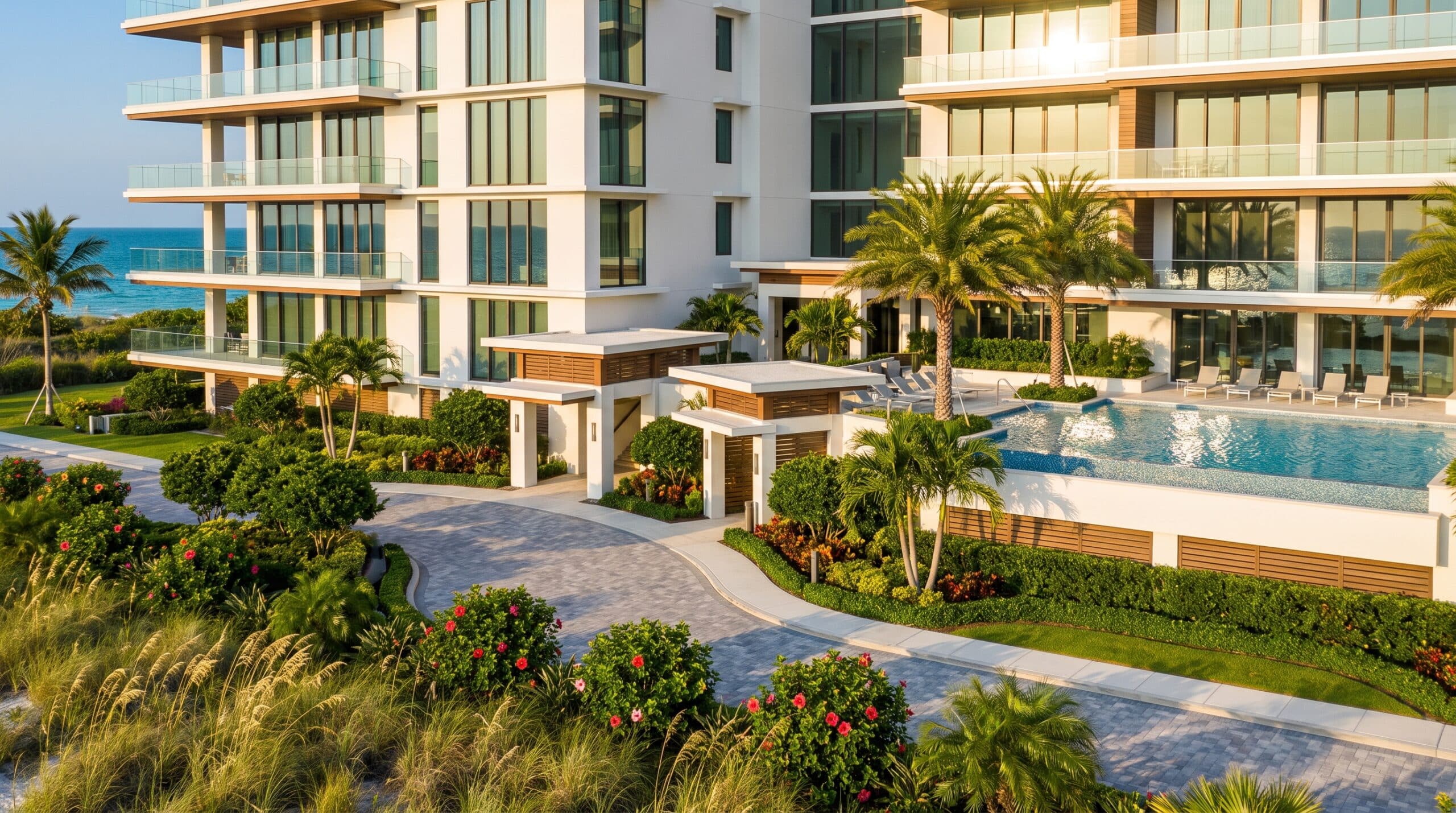 Longboat key condominium buildings near the gulf coast, illustrating ownership-cost considerations for condo buyers.