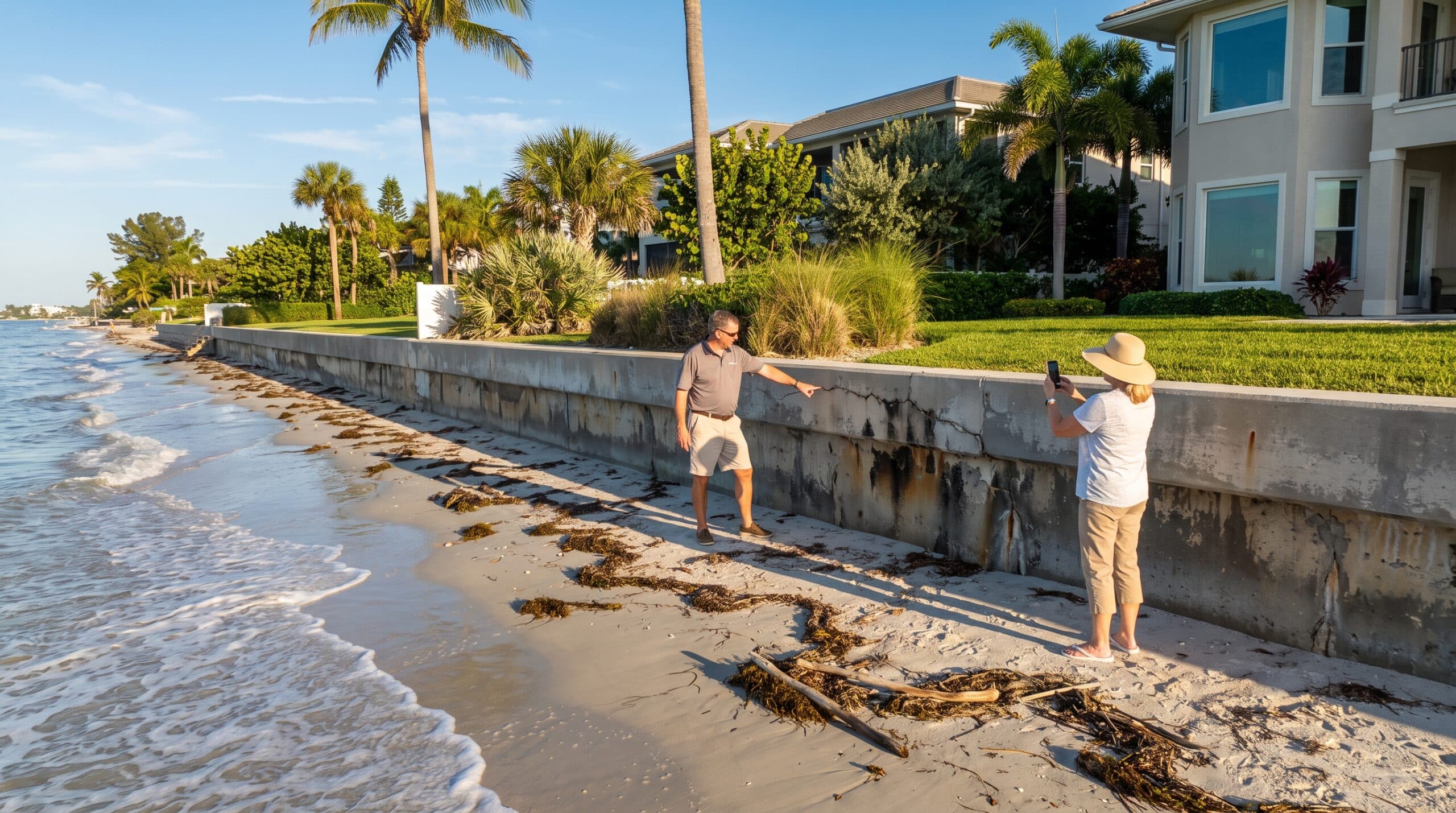 What are the disadvantages of sea walls in florida?